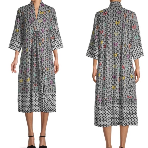 Roller Rabbit Loire Panina Metallic Motif Printed V-Neck Dress In Multi Size XS - Picture 1 of 10
